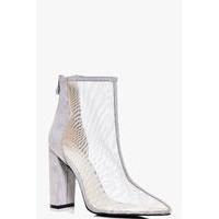 mesh pointed ankle boot grey