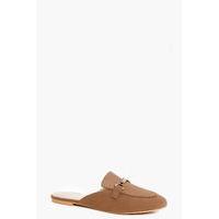 Metallic Trim Slip On Loafer Mule Flat - taupe