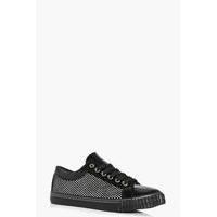 Mesh Insert Lace Up Trainer - black