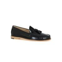 Mens Black Leather Tassel Loafers, Black