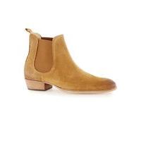 Mens Brown Tan Suede Printed Chelsea Boots, Brown