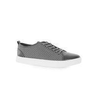 mens grey faux leather woven trainers grey