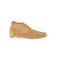 Mens Yellow Sand Suede Woven Chukka Boots, Yellow