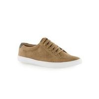 Mens Brown Beige Faux Suede Trainers, Brown