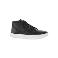 Mens Black Faux Leather Woven Chukka Boots, Black
