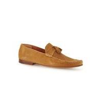 Mens Brown Tan Suede Tassel Loafers, Brown