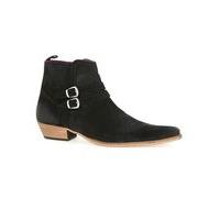 mens black suede low buckle boots black