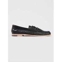 mens black leather woven lace up shoes black