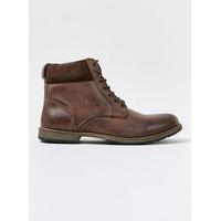 Mens Brown Leather Cuff Boots, Brown