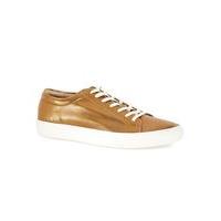 Mens Bronze Metallic Leather Printed Trainers, BRONZE