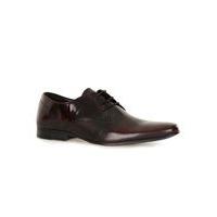 Mens Red Burgundy Patent Derby Shoes, Red