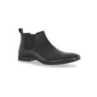 Mens Black Leather Ankle Chelsea Boots, Black
