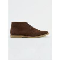 mens chocolate brown trigger suedette lace up chukka boots brown