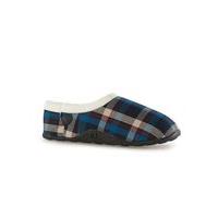 mens homeys blue cream and burgundy check slippers blue