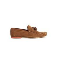 Mens Brown Tan Suede Tassel Loafers, Brown