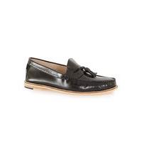 Mens Black Leather Tassel Loafers, Black