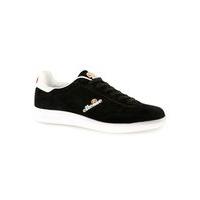 mens ellesse black leather tennis trainers black