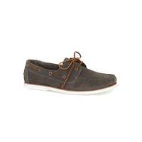 Mens Dark Grey Leather Boat Shoes, Grey