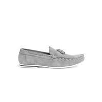 Mens Grey Suede Tassel Loafers, Grey