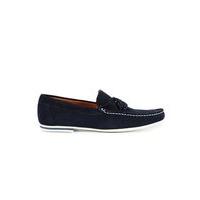 Mens Blue Navy Suede Tassel Loafers, Blue