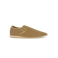 mens brown taupe faux suede weave slip on shoes brown