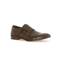 Mens Brown Leather Monk Shoes, Brown