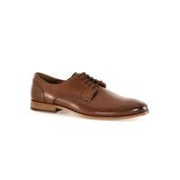 Mens Brown Tan Leather Embossed Derby Shoes, Brown
