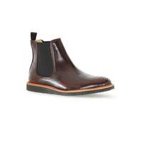 Mens Red HOUSE OF HOUNDS Burgundy Leather Chelsea Boots, Red