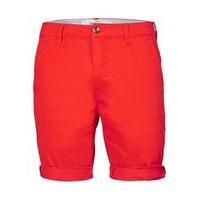 Mens Bright Red Stretch Skinny Chino Shorts, Red