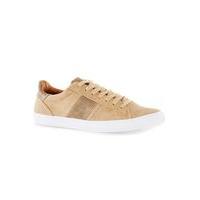 Mens Yellow Sand Faux Leather Trainers, Yellow