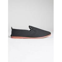 mens flossy black plimsolls black