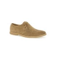 Mens Brown Beige Faux Suede Derby Shoes, Brown