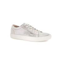 mens silver metallic leather printed trainers silver