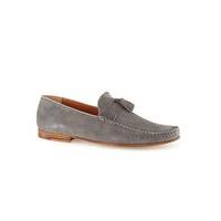 Mens Grey Suede Tassel Loafers, Grey