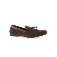 mens brown faux suede tassel loafers brown