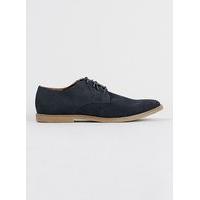 Mens Blue Navy Faux Suede Desert Shoes, Blue