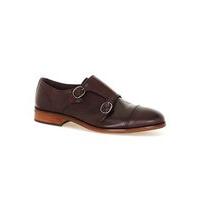 Mens Red UNION Burgundy Leather Monk Shoes, Red