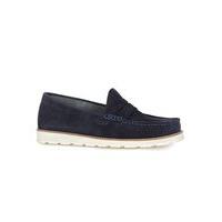 mens blue navy suede penny loafers blue