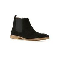 Mens Black Faux Suede Chelsea Boots, Black