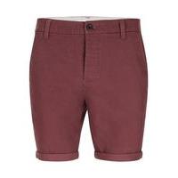 Mens Burgundy Stretch Skinny Chino Shorts, Burgundy