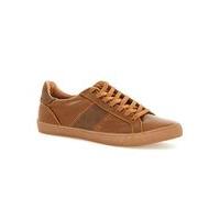 mens brown tan faux leather trainers brown