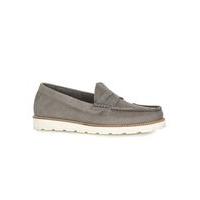 Mens Grey Leather Penny Loafers, Grey