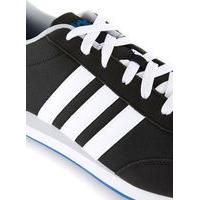 mens adidas black and white stripe v run trainers black