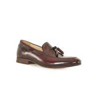 Mens Red HUDSON LONDON Burgundy Leather Tassel Loafers, Red