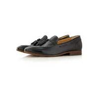 Mens HUDSON LONDON Black Leather Tassel Loafers, Black