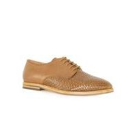 Mens Brown HUDSON LONDON Tan Leather Woven Derby Shoes, Brown