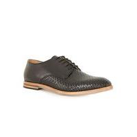 Mens HUDSON LONDON Black Leather Woven Derby Shoes, Black