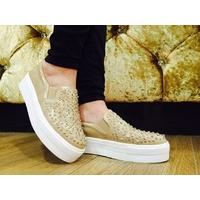 Melissa gold Diamante Slip On Pumps