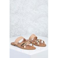 Metallic Faux Leather Sandals