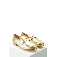 metallic faux leather loafers